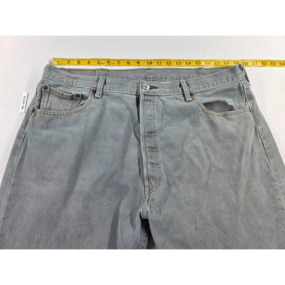 Levis 501 Mens Jeans 2012 Button fly Light Blue 42x36 Distressed Faded